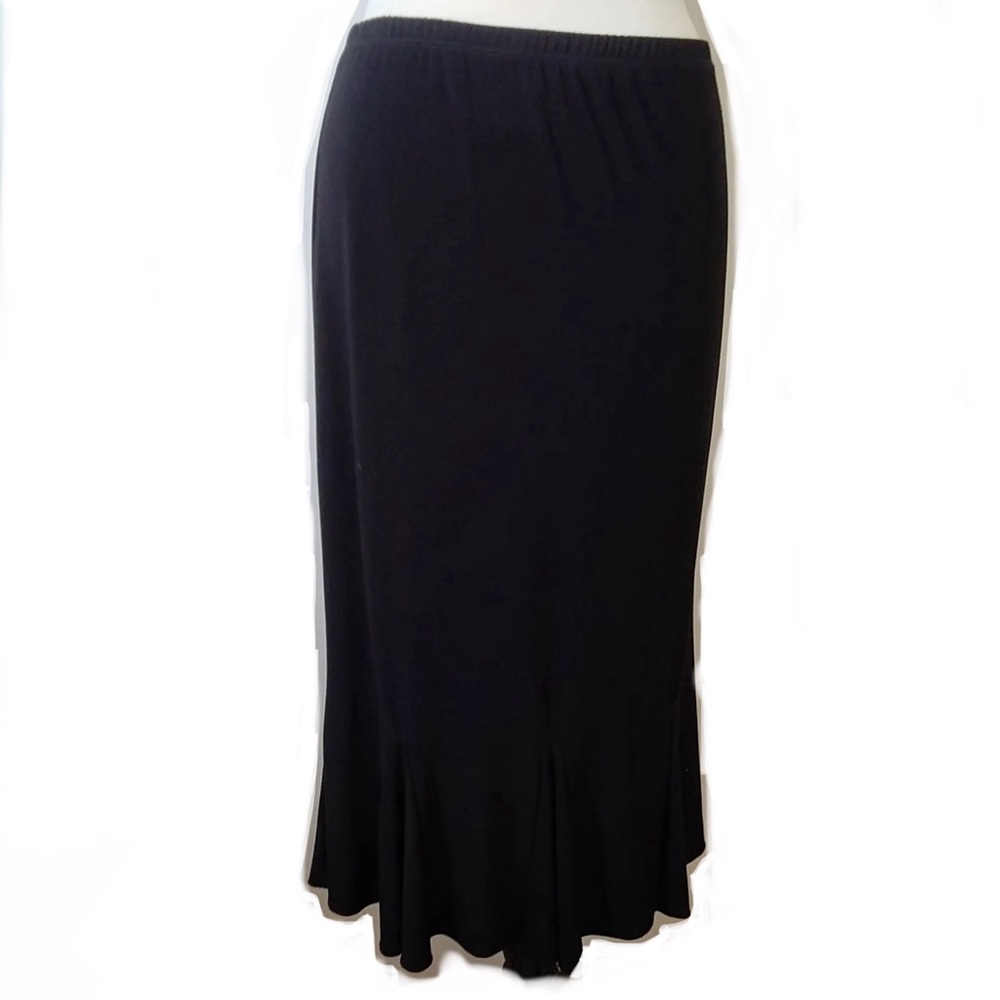 Susan Lawrence Black Midi Skirt with Flared Hem